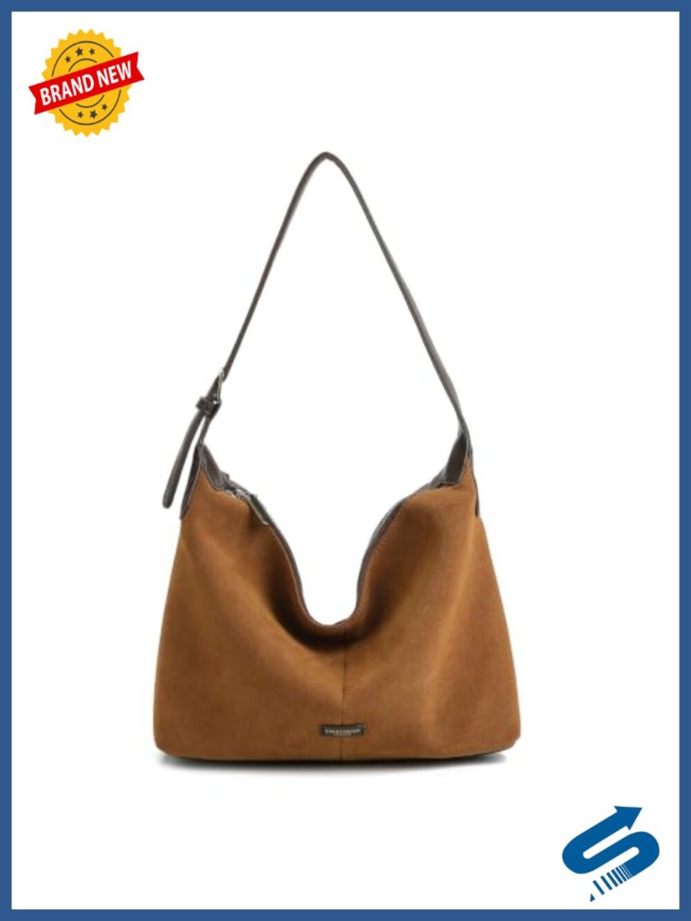 Faux Suede Slouchy Hobo Shoulder Bag Adjustable Crossbody Purse